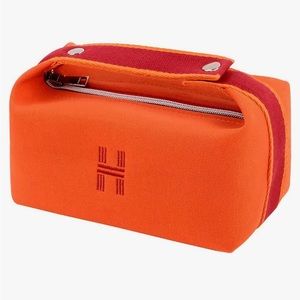 NEW Gorgeous H Embroidered Orange Make Up Cosmetics carry bag